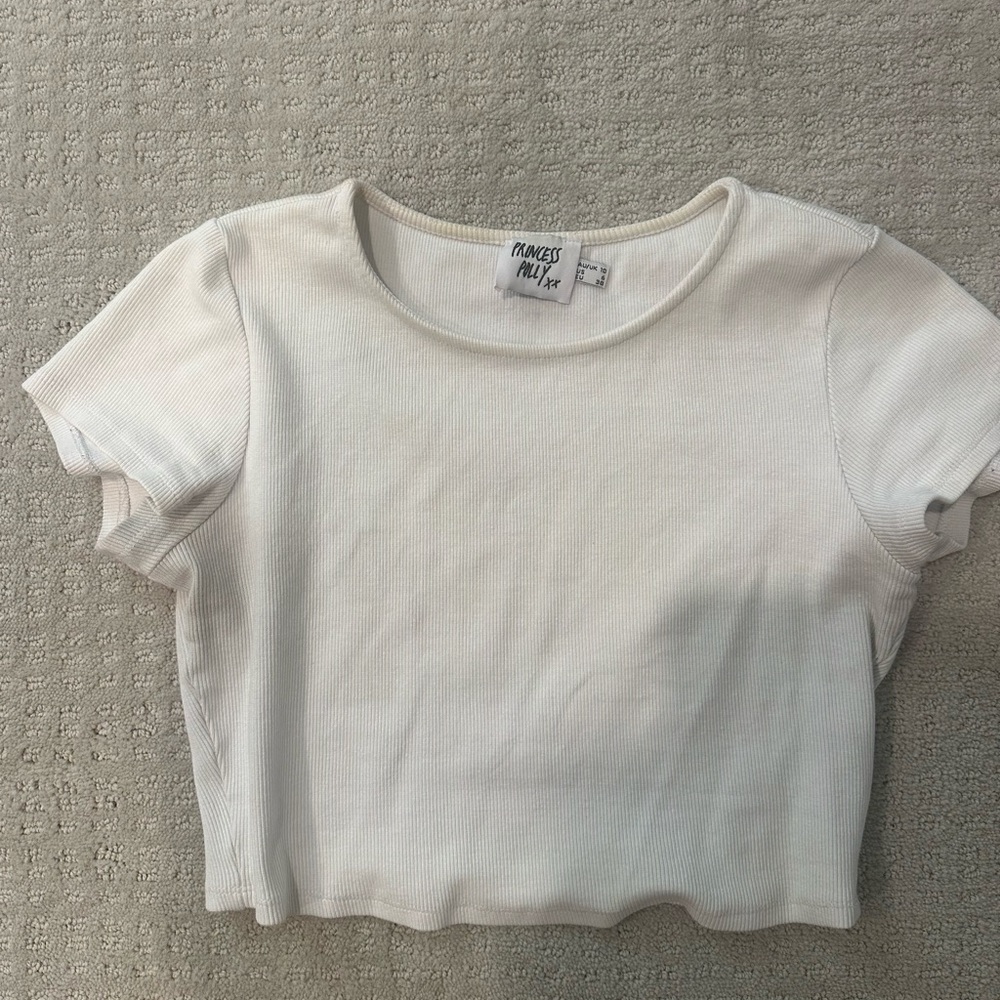 Princess Polly Ivory Ribbed Knit Top